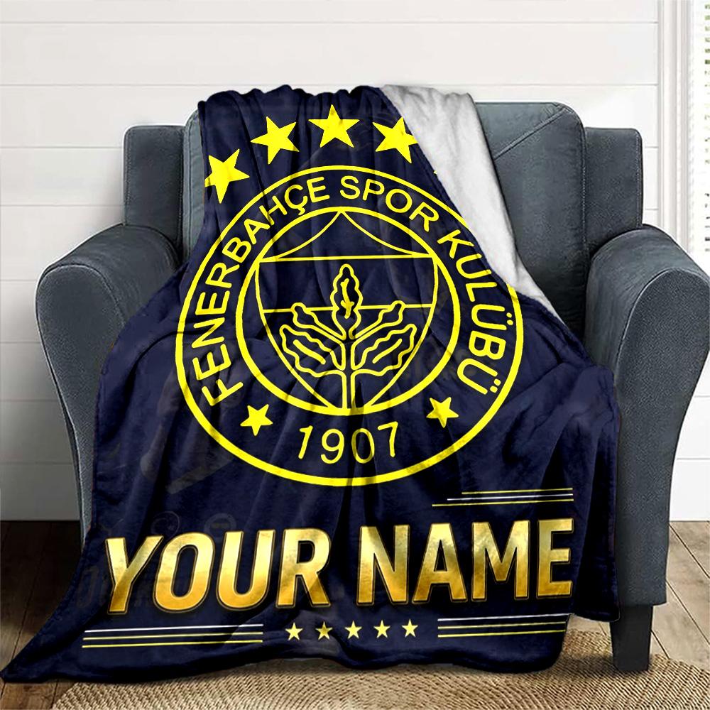 1pc Fenerbahçe Spor Kulübü Blanket with Custom Name, Gift, for Men and Women, Soft Blanket, Good for Sofa Bed Couch Travel, Lightweight Flannel Blanke