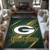 Green Bay Packers Crystal Velvet Rug, Custom Name Text Personalized Non‑Slip Floor Mat for Home Decor Gift