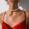Abendparty Damen Elegant Faux Perlen Choker Halskette Schmuck Jubiläumsgeschenk