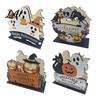 Seasonal Tabletop Ornament Halloween Wooden Napkin Holder Ghost Pumpkin Decorative Tissue Dispenser Kitchen Dining Storage Paper Organizer