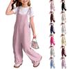 Kids Casual Solid Color Jumpsuit Overalls Adjustable Strap Wide Leg Pants Comfortable Fit Suitable for Everyday Wear and Outdoor Activities