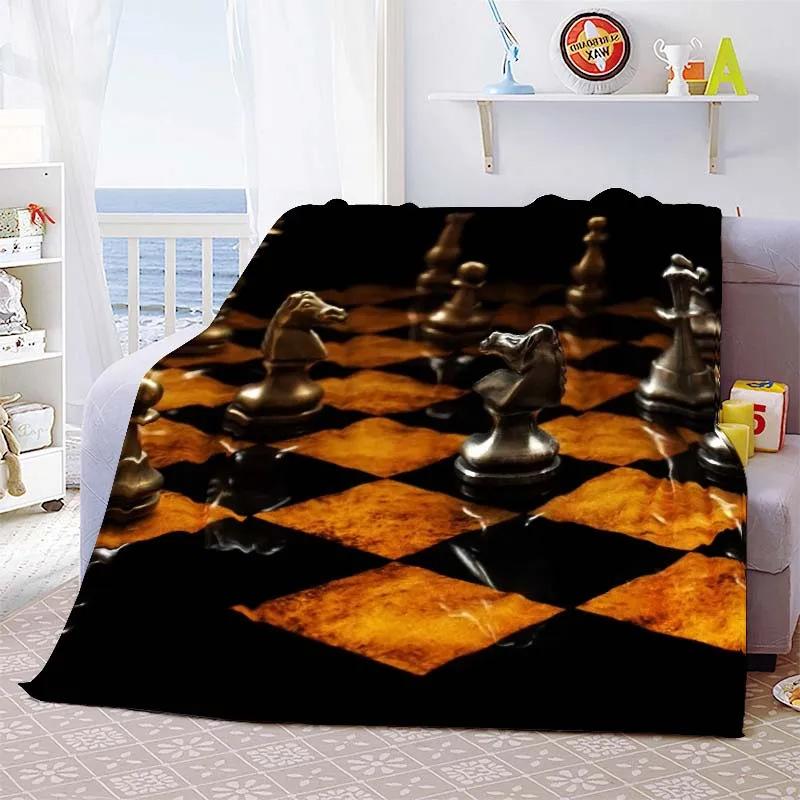 Chess Printed Flannel Blanket Chess Lovers Gift Blanket Blanket