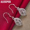 925 Sterling Silber Blätter Tropfen Ohrringe Schmuck