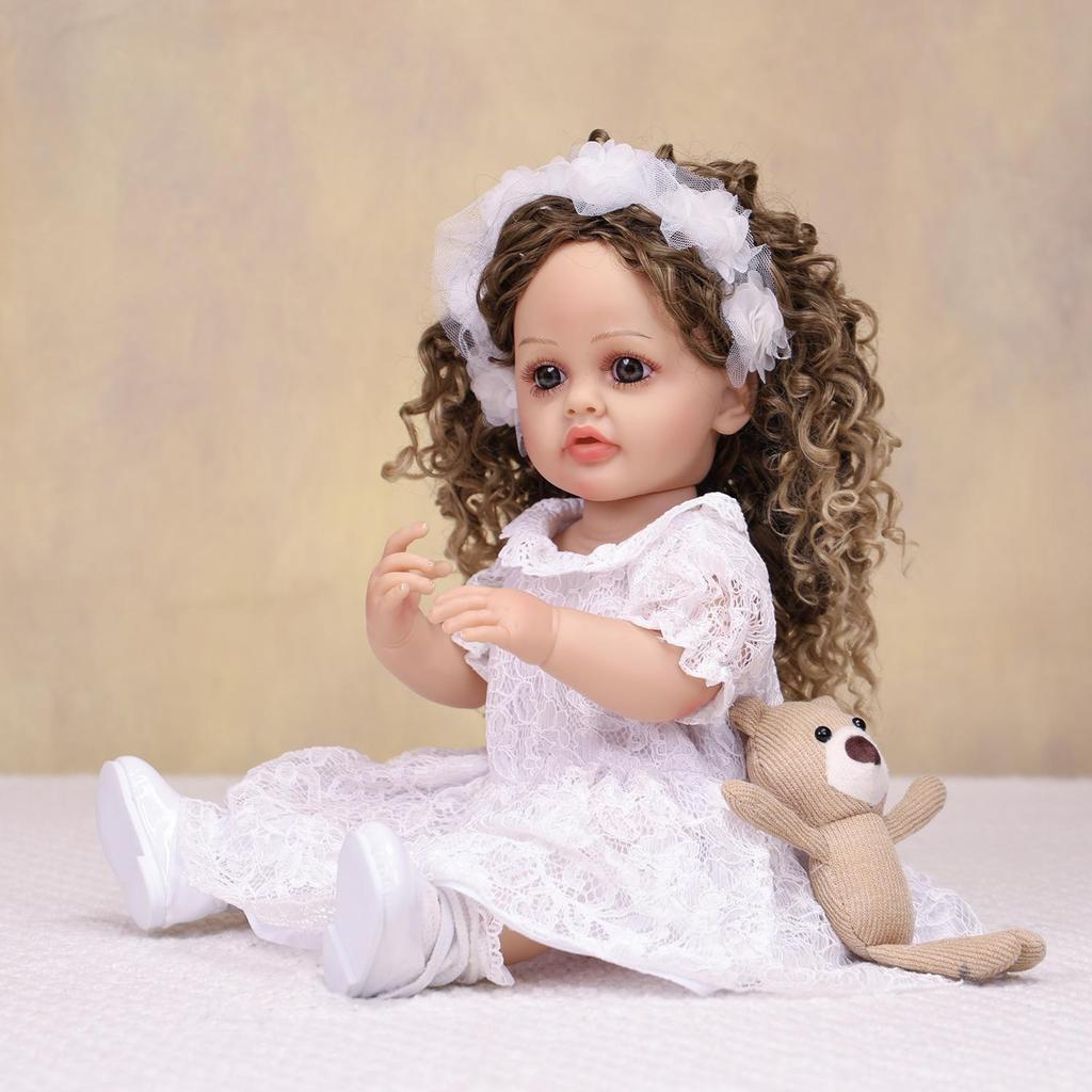 KEIUMI Boneca Reborn de 22 Polegadas Silicone Vinil Integral Pele Realista Aparência de Princesa Menina Recém-nascida Brinquedo Presente de Aniversário para Crianças