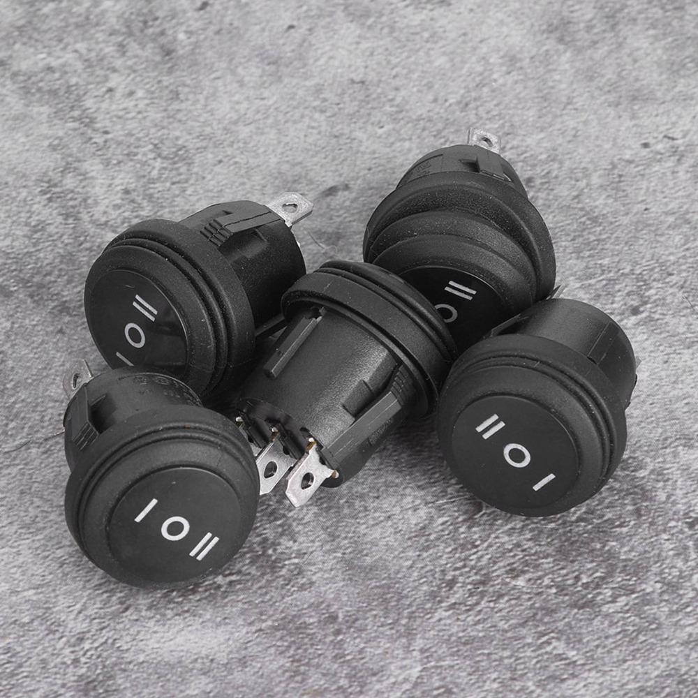 5 Stück Langlebiger schwarzer Kippschalter 3-polig 10A 125V SPDT-Schalter 6A 250V 3-Positionen Runder Kippschalter Marine