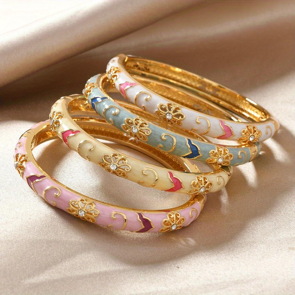 Elegant Bohemian-Inspired Polymer Clay Bangle Set - Mixed Color, Floral & Geometric Designs, Lightweight, Luxury Feel, Perfect for Weddings