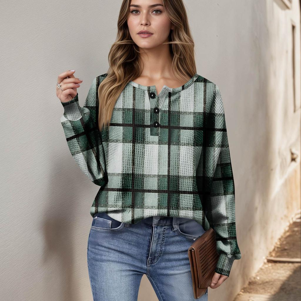 Women's Casual Shirts Long Sleeve Tops Button Up V Neck Loose Knit Fall Favorites For Women