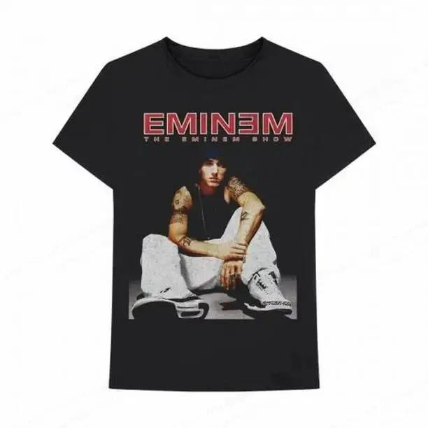 2025 Sommer Rapper Eminem Grafikbedrucktes T-Shirt Herren Retro Reine Baumwolle HipHop Mode Lässig Locker geschnittenes T-Shirt Damen