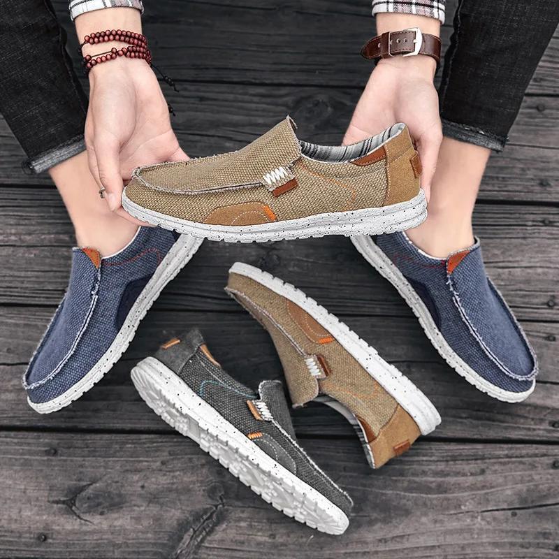 Mode Sommer Denim Canvas Herren Atmungsaktive Freizeitschuhe Outdoor Rutschfeste Sneaker Bequeme Fahrschuhe Herren Slipper Große Größe 39-47