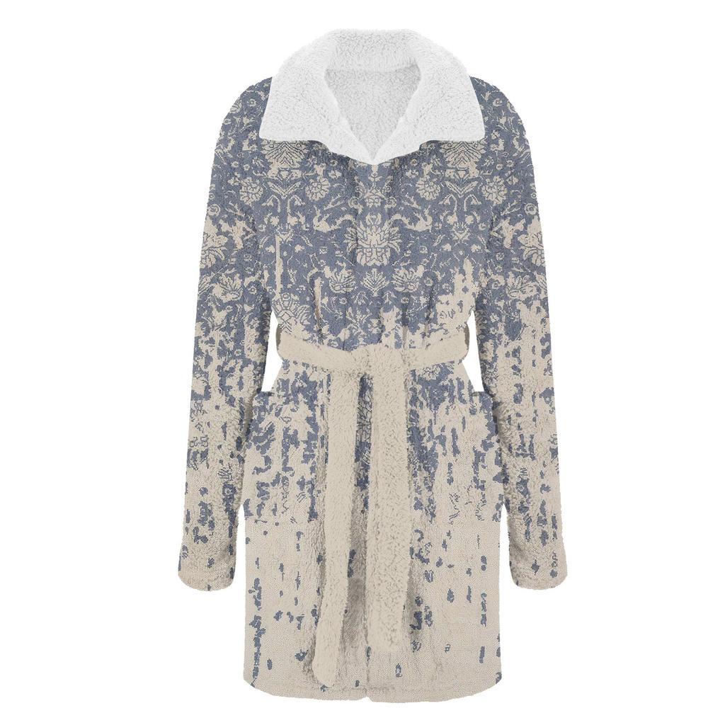 Women's Long-sleeved Fall And Winter Warm Bathrobe Home Clothing Christmas Plush Pajamas Robe