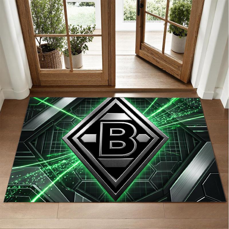 Borussia Mönchengladbach Design Crystal Velvet Rug Soft Decorative Mat for Bedroom Entrance