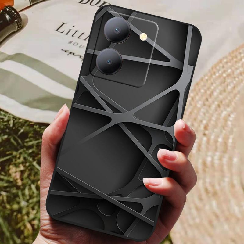 Para Capa Vivo Y36 5G Capa Preta À Prova de Choque Silicone Macio Capas Traseiras Para Vivo Y36 4G V2247 Capa de Telefone Y 36 5G Capa Leão Lobo
