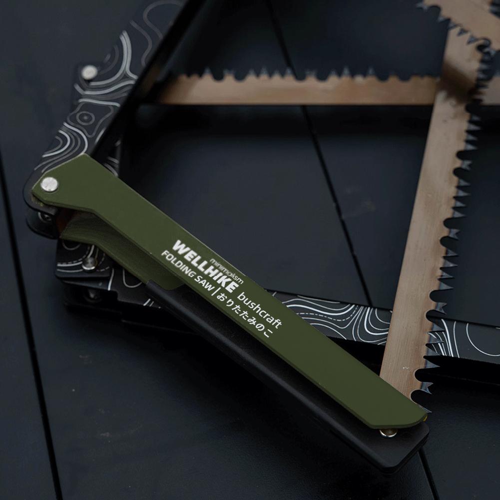 Klappsäge mit Aufbewahrungstasche Tragbare Holzsäge Aluminiumlegierung Camping Faltbare Handsäge Outdoor Wandern Überlebenswerkzeuge