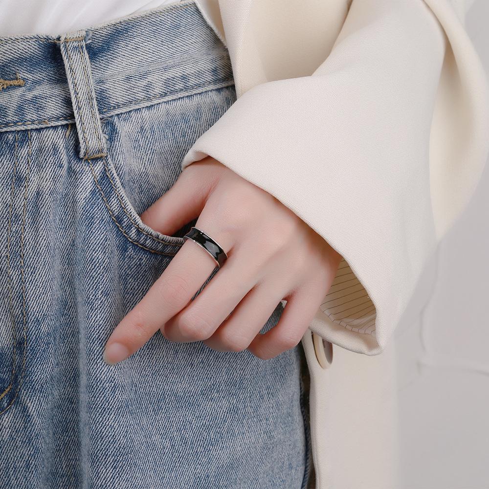 S925 Sterling Silver Retro Thai Band Ring with Oil Drip Finish - High-End European Style Women's Finger Ring