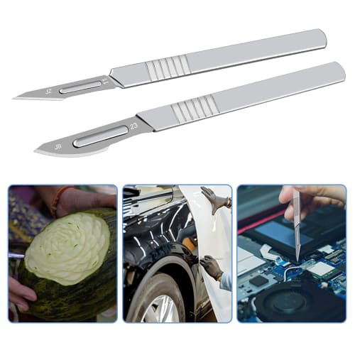 Industrial Scalpel Blade, Cutting Tool, Carving, DIY, Plastic Model Tool, Art Supplies (No. 11 Surgical Handle + 10 No. 11 Blades, No. 23 Surgical Han