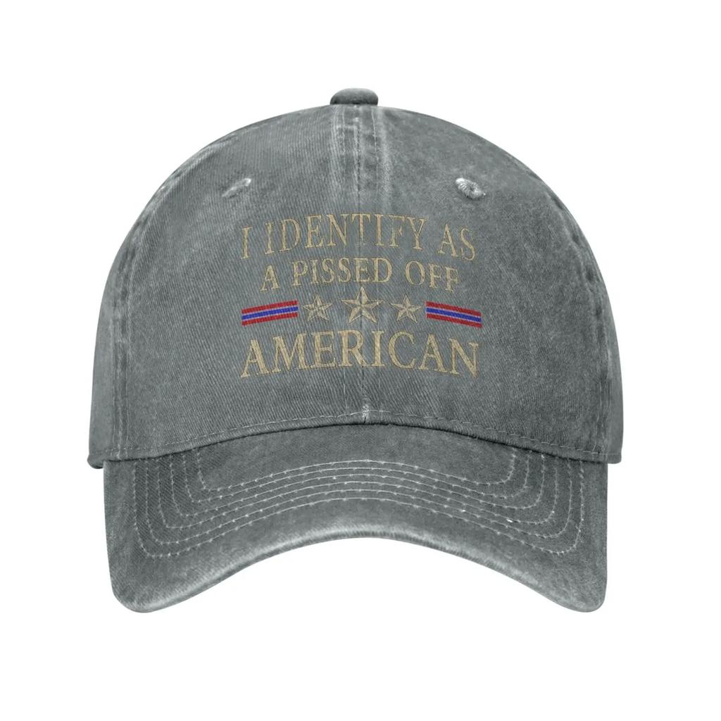 I Identify As A Pissed Off American Hat Women Man Cotton Hats with Design Caps