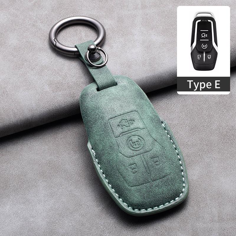 Läder Bilnyckelfodral Skydd För Ford Fusion Mustang Explorer F150 F250 F350 Ranger Mondeo Fjärrnyckelskal Hållare Fob Tillbehör