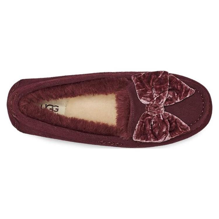 UGG Leisure Fluff Bow Mini Loafers 'Tan Velvet Black' Women's 1138650