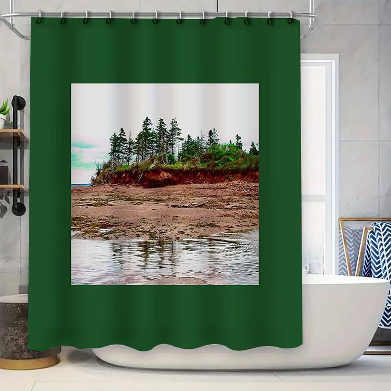 

Coastal Landscape Shower Curtain Ocean Beach Sunset Nature Scenic Bathroom Decor Waterproof Modern Art Print Home Textile W60H190(CM)-1 Pcs