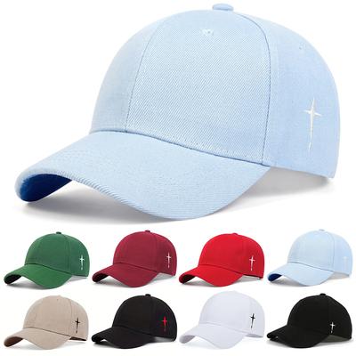 Unisex Simple Cross Embroidery Baseball Caps Spring and Autumn Outdoor Adjustable Casual Hat Sunscreen Hat Sports Golf Cap