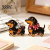 Textured Brooch Decorative Enamel Dachshund Design Zinc Alloy Lapel Pin