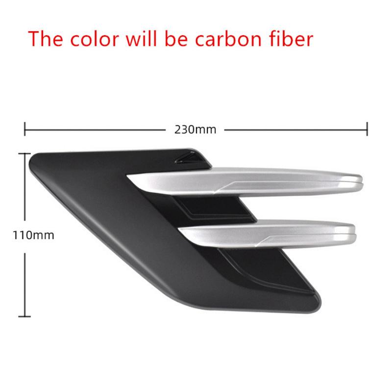 2Pcs Carbon Fiber Look Abs Car Side Fender Shark Gill Air Outlet Vent Cover Trim