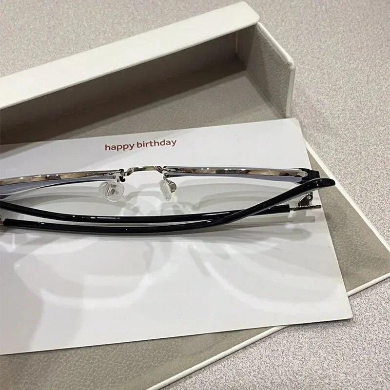 Photochromic Half Frame Myopic Glasses Outdoor Color Changing Near Sight Eyeglasses Anti-Blue Light Short Sight Eyewear
