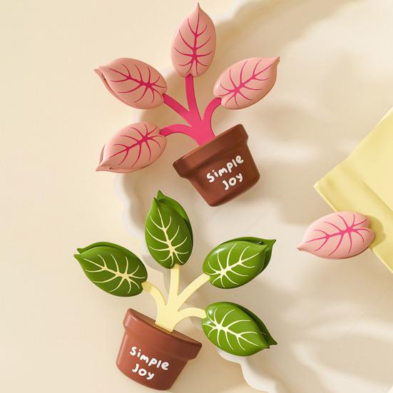 4Pcs Leaf Shape Food Sealing Clips Magnetic Refrigerator Bag Clips Multi-Function Decorative Chips Clip Set for Potato Chips Coffee