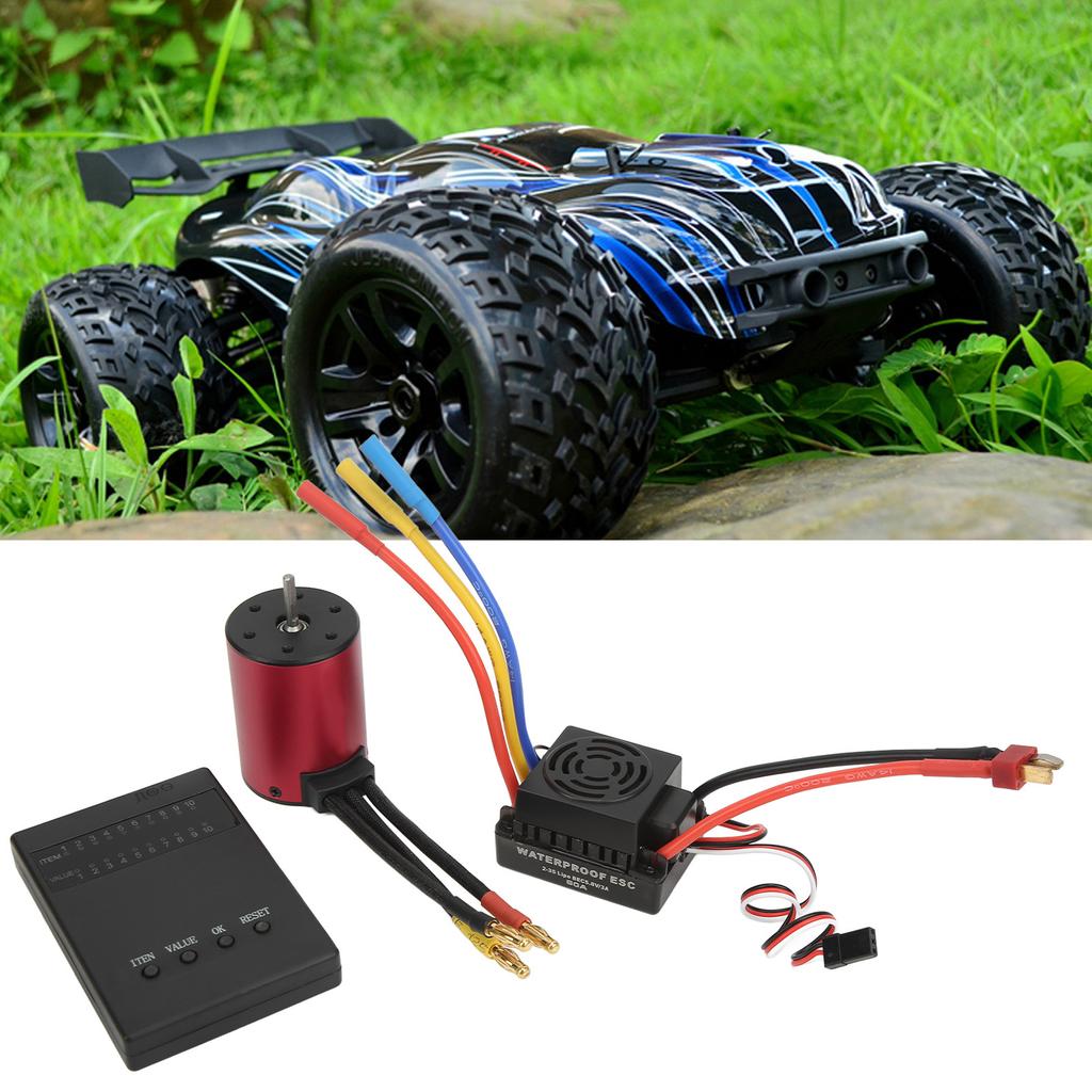 S3650 4300KV Waterproof Brushless Motor 60A Brushless ESC T Plug Male ESC Programming Card Set for 1/10 Remote Control Car