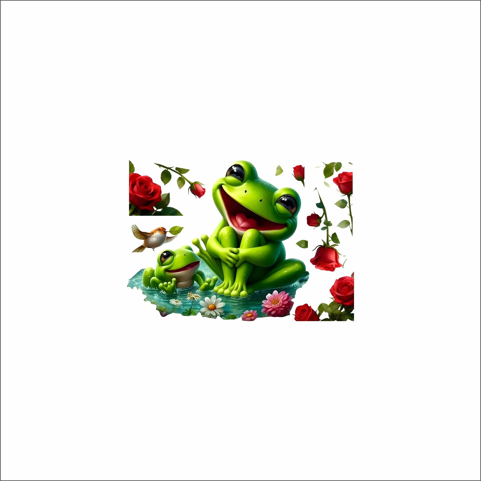 

Cartoon Frog Rose Daisy Forest Static Cling Window Sticker Glass Decor 29x40cm разноцветный