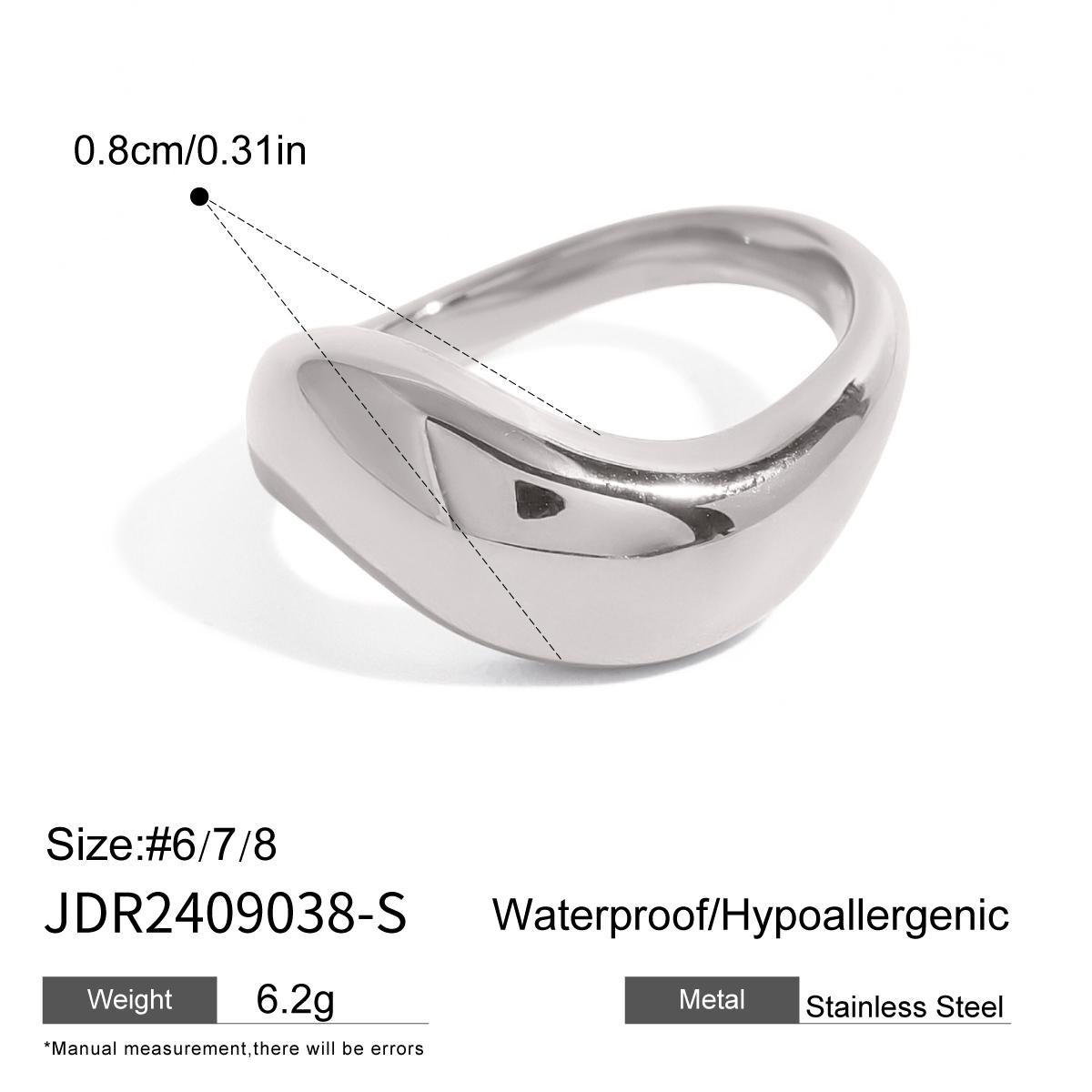 

Charm Luxury 18k Gold Stainless Steel Smooth Wave Irregular Ring For Unisex Waterproof Anti Allergic Jewelry Gift 8