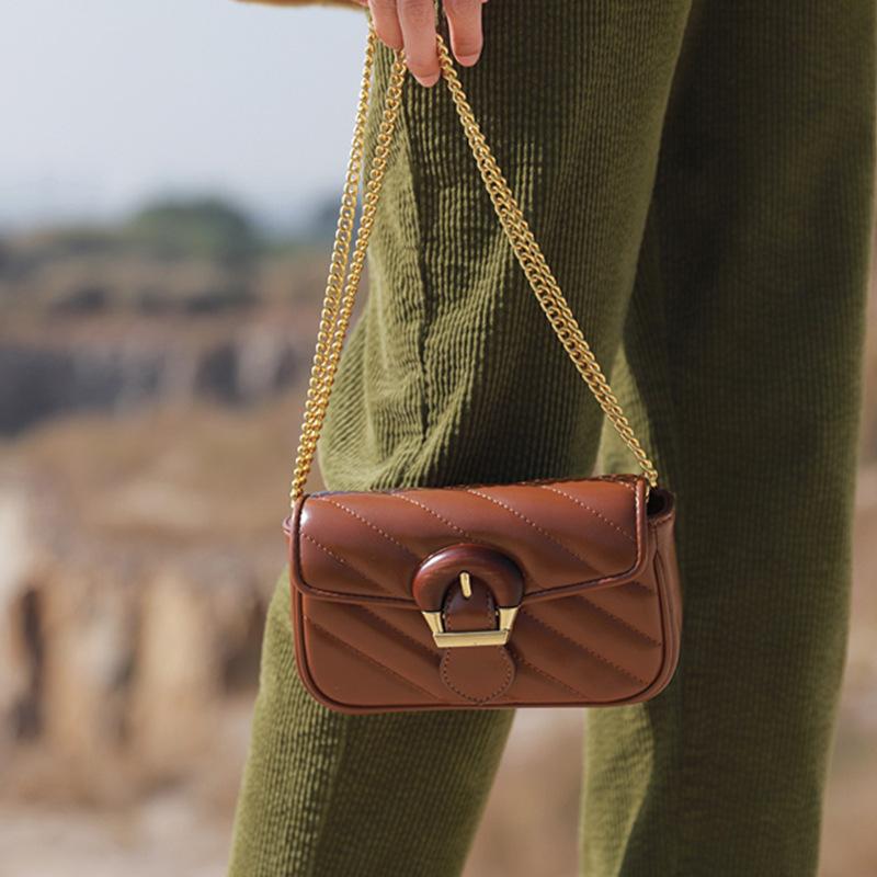 Xiaoxiangfeng Leichte Luxus Schultertasche Nische Bestickte Linie Kette High-End Umhängetasche Mini-Tasche Neuer Stil
