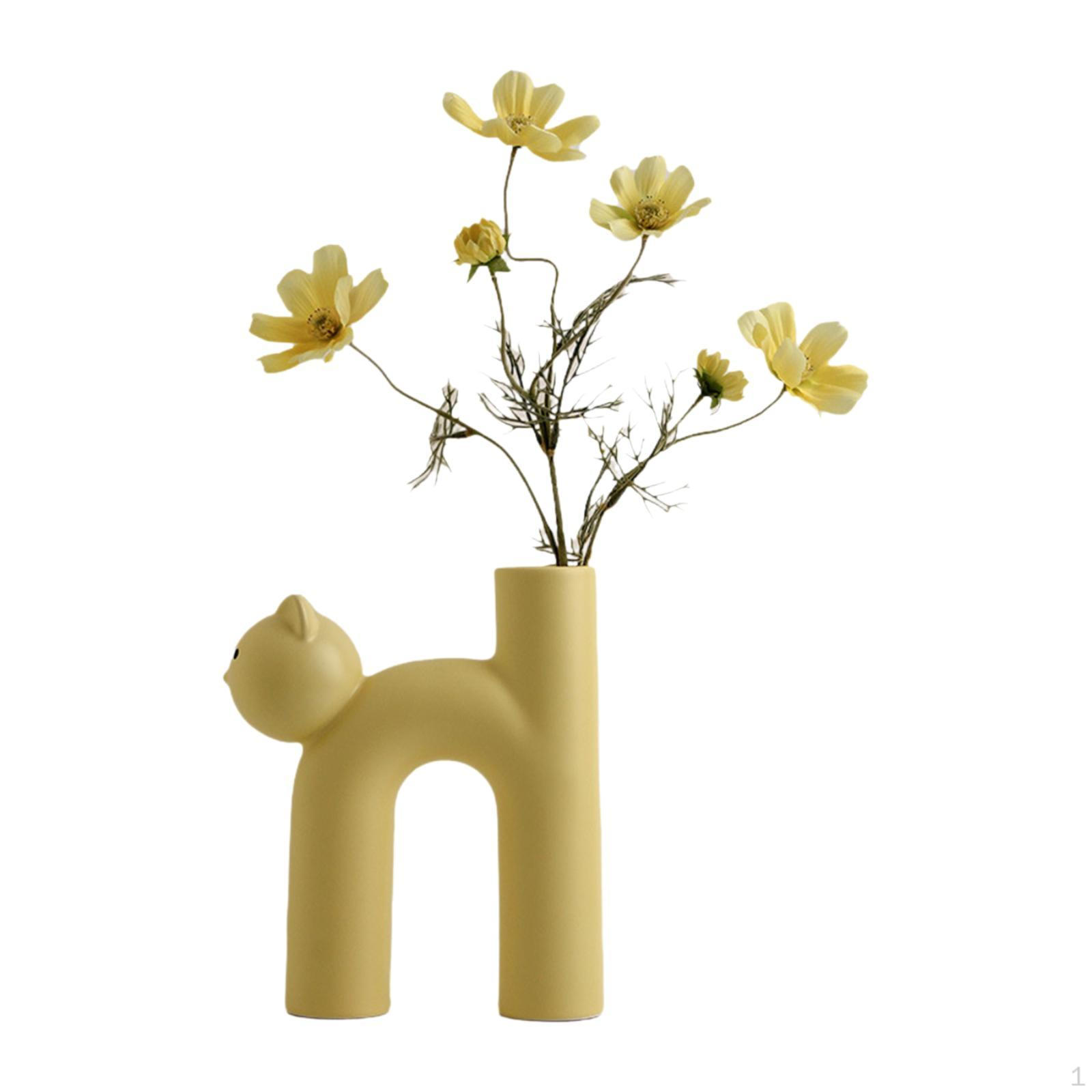 

Ceramic Vase Modern Flower Cat Shaped Table Centerpiece Creative Decorative for жёлтый