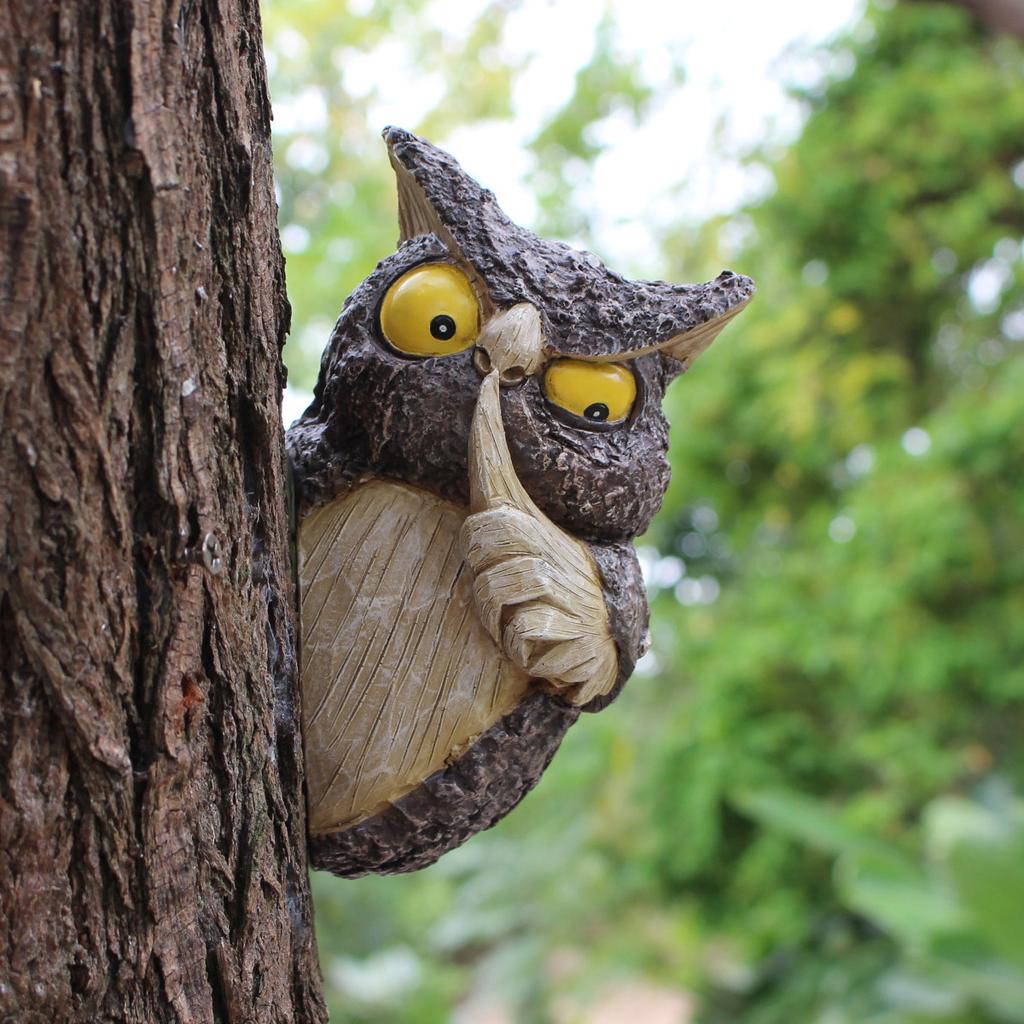 Simulated Hissing Owl Ornament, Realistic Resin Garden Decor for Tree Hanging, Outdoor Yard Patio Decoration