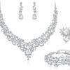 Set Colier Cercei Strass Cristal Mireasă Set Rochie Bal Banchet Doamne Set de Lux Patru Piese
