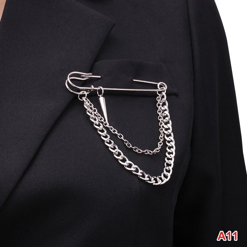 Hip Hop Trendy Imitation Pearl Tassel Chain Brooches Punk Style Paper Clip Pants Chain Accessory For Men Women
