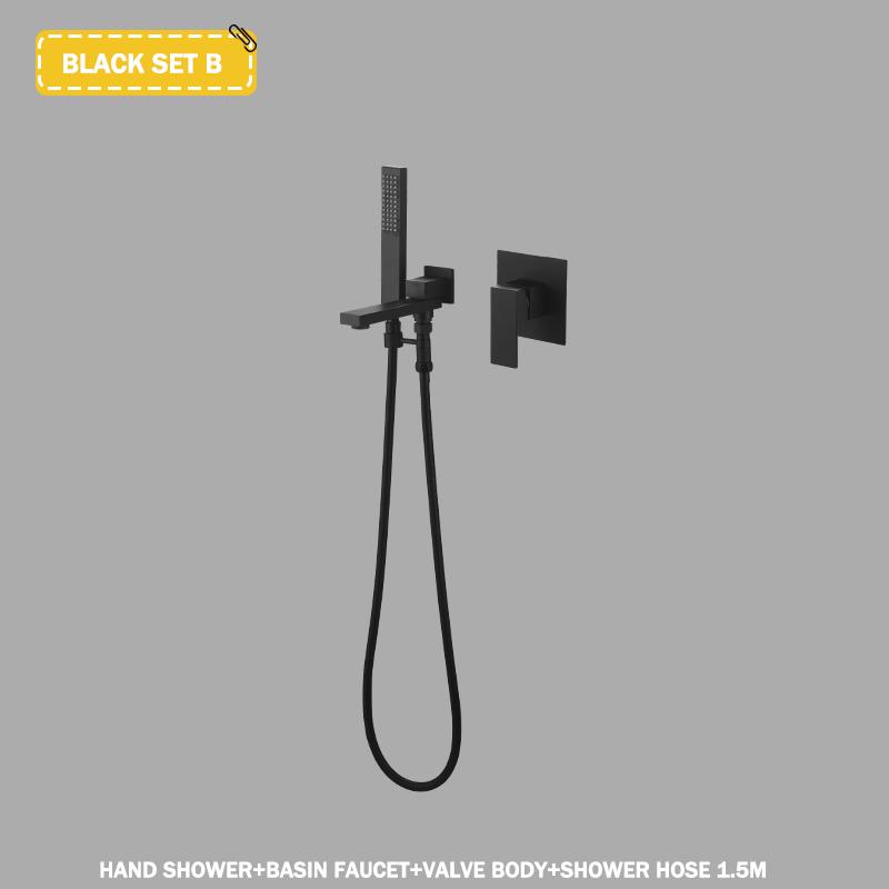 Black Bathtub Shower Faucet Wall Mounted Brass Swivel Bathtub Spout With Hand Shower Bathroom Hot And Cold Bathtub Shower Faucet