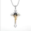 Stainless Steel Christian Saint Benedict Jesus Cross Pendant Necklace Amulet Jewelry Gift for Men Women