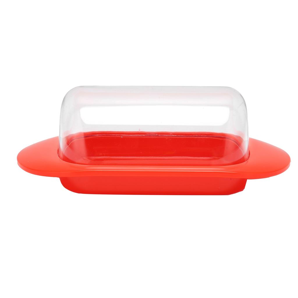 Round Edge Plastic Butter Storage Box Cheese Dessert Bread Container with Transparent Lid KnifeRed