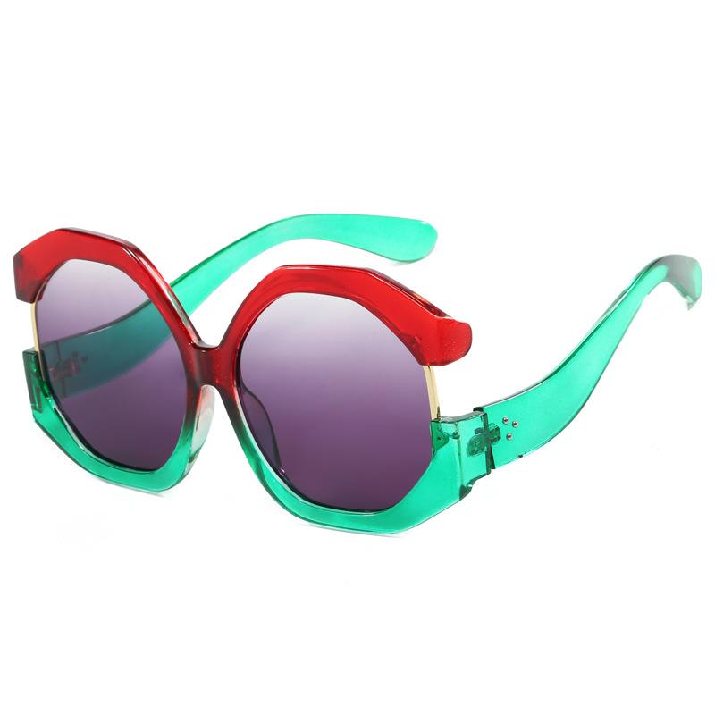 European and American Fashion Cat Eye Oversized Sunscreen Sunshade Sunglasses Women's Personality Color Matching Street Sunglasses Women's Senior