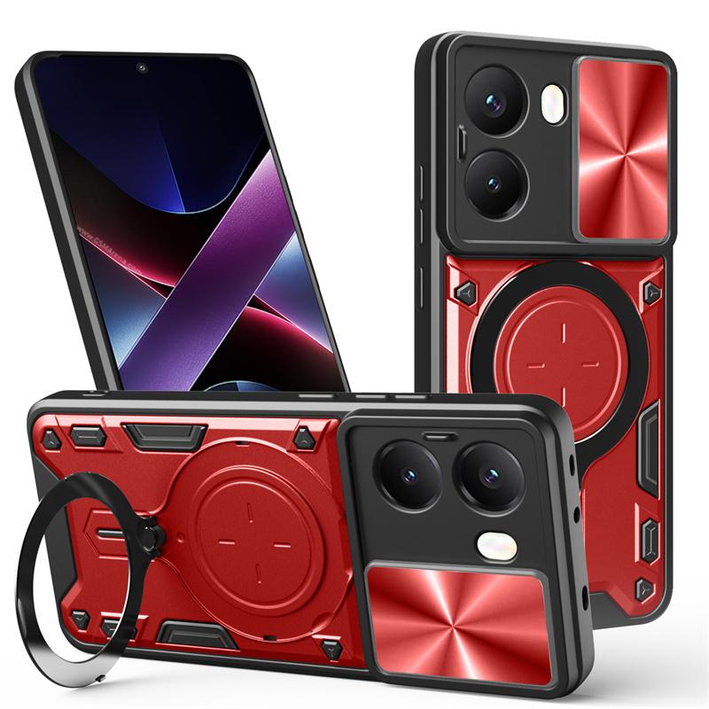 For Xiaomi Poco X7 Pro Case Armor Magnetic Ring Holder Slide Lens Shockproof Cover for PocoX7 Pro Poko Pocco Little X7Pro Funda