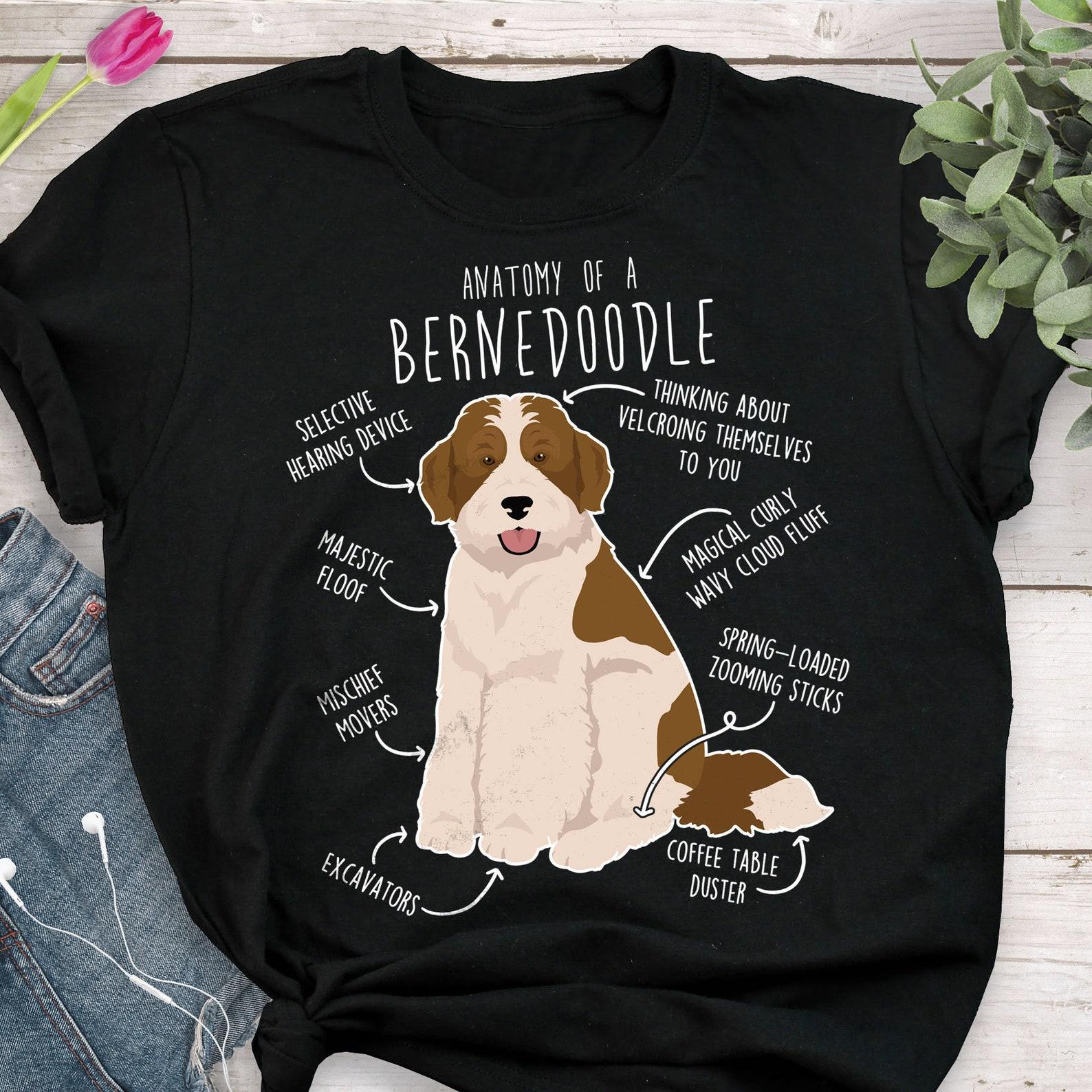 Bernedoodle Shirt, Parti Chocolate Bicolor Bernedoodle Dog Lover Gift, , Funny Cute Doodle T-shirt Poodle Mix Tshirt Mom Dad Brown 100
