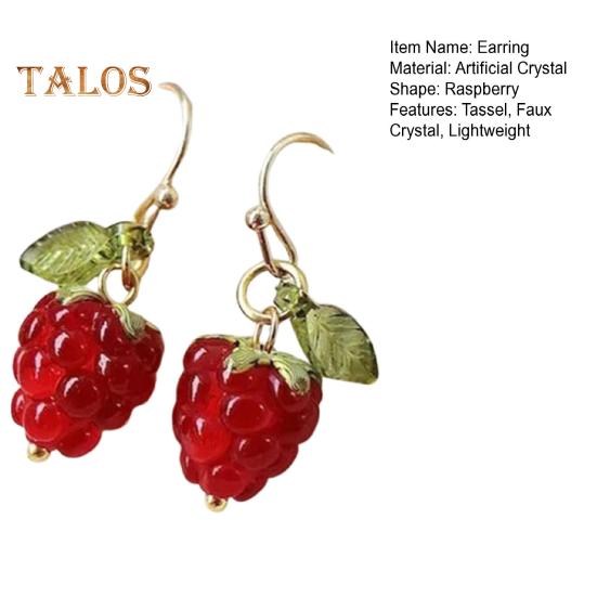 1 Pair Women Earrings Raspberry Artificial Crystal Tassel Hanging Earrings Fruit Hook Earrings Prom Party Dating Ear Jewelry