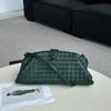 Womens Genuine Leather Cloud Shell Bag Large Capacity Woven Shoulder Clutch Evening