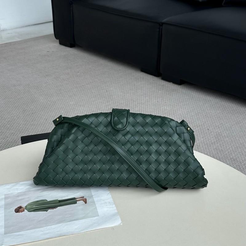 Womens Genuine Leather Cloud Shell Bag Large Capacity Woven Shoulder Clutch Evening
