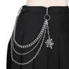 Cadeaux d'Halloween Porte-clés Chaîne de Pantalon en Métal Noir Argenté Punk Hip Hop Pendentif Toile d'Araignée Chaîne de Jean pour Hommes Femmes Accessoires