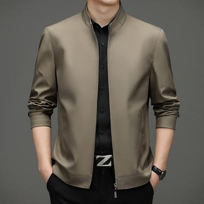 Men's Jacket New Spring and Autumn Middle-aged Business Slim Baseball Collar Top Casual Jacket Men's Clothing