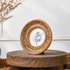 Elegant Resin Circular Picture Frame Antique Bronze Gold Florals Carving Photo Frame For Home Decoration And Desktop Display