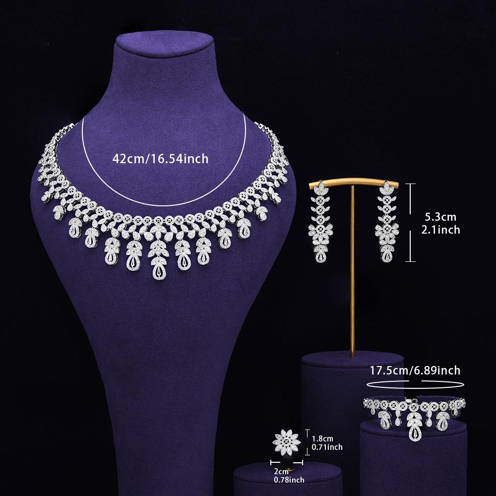 Sada svatebních šperků pozlacená bílým zlatem Svatební party Náhrdelník Šperky Sady Módní Dámské Doplňky