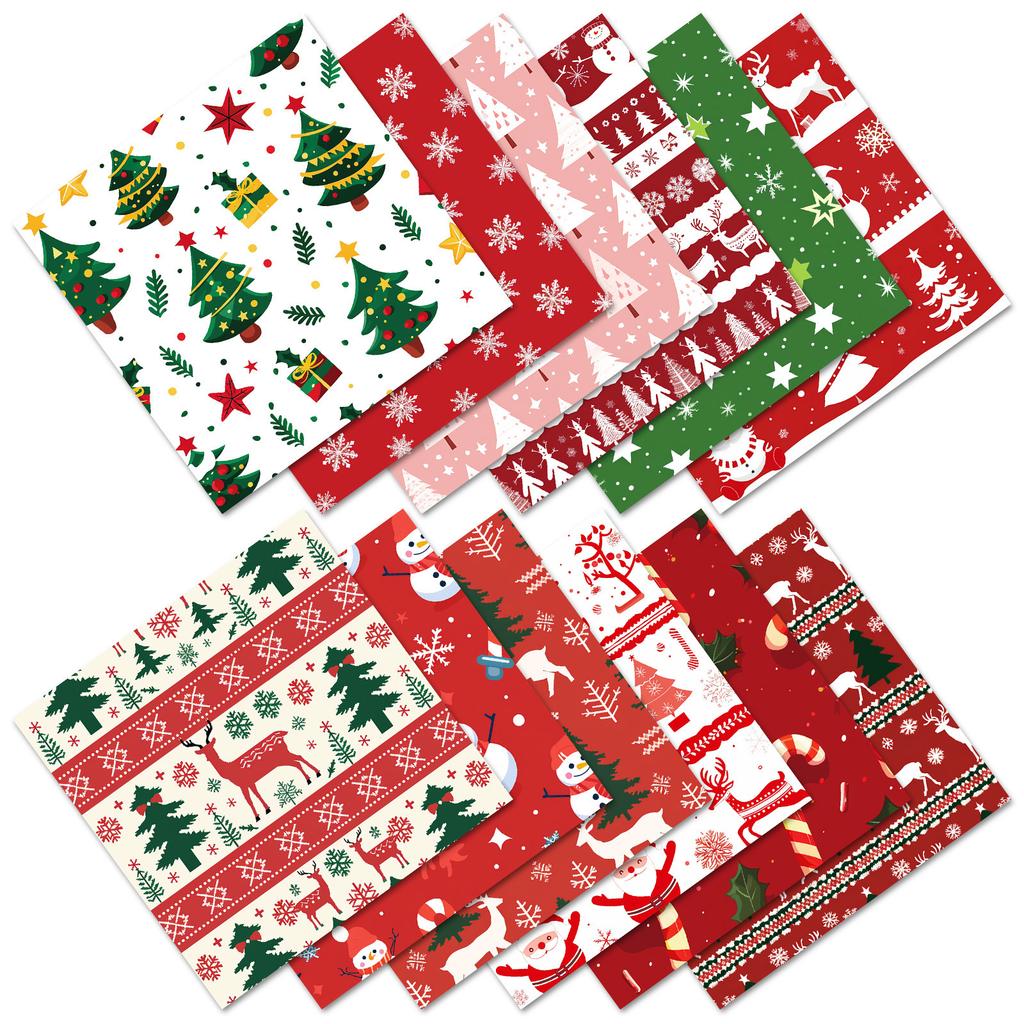 12 Pieces Of Christmas Day Celebration Gift Decoration Backing Paper Christmas Tree Diy Cutting Material Paper